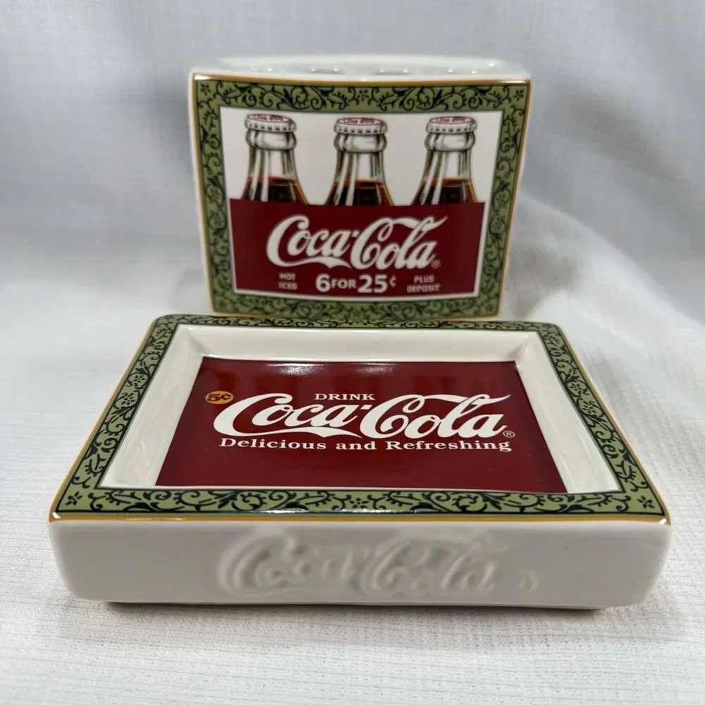 Vintage Coca-Cola Ceramic 2-Piece Bathroom Accessory Set